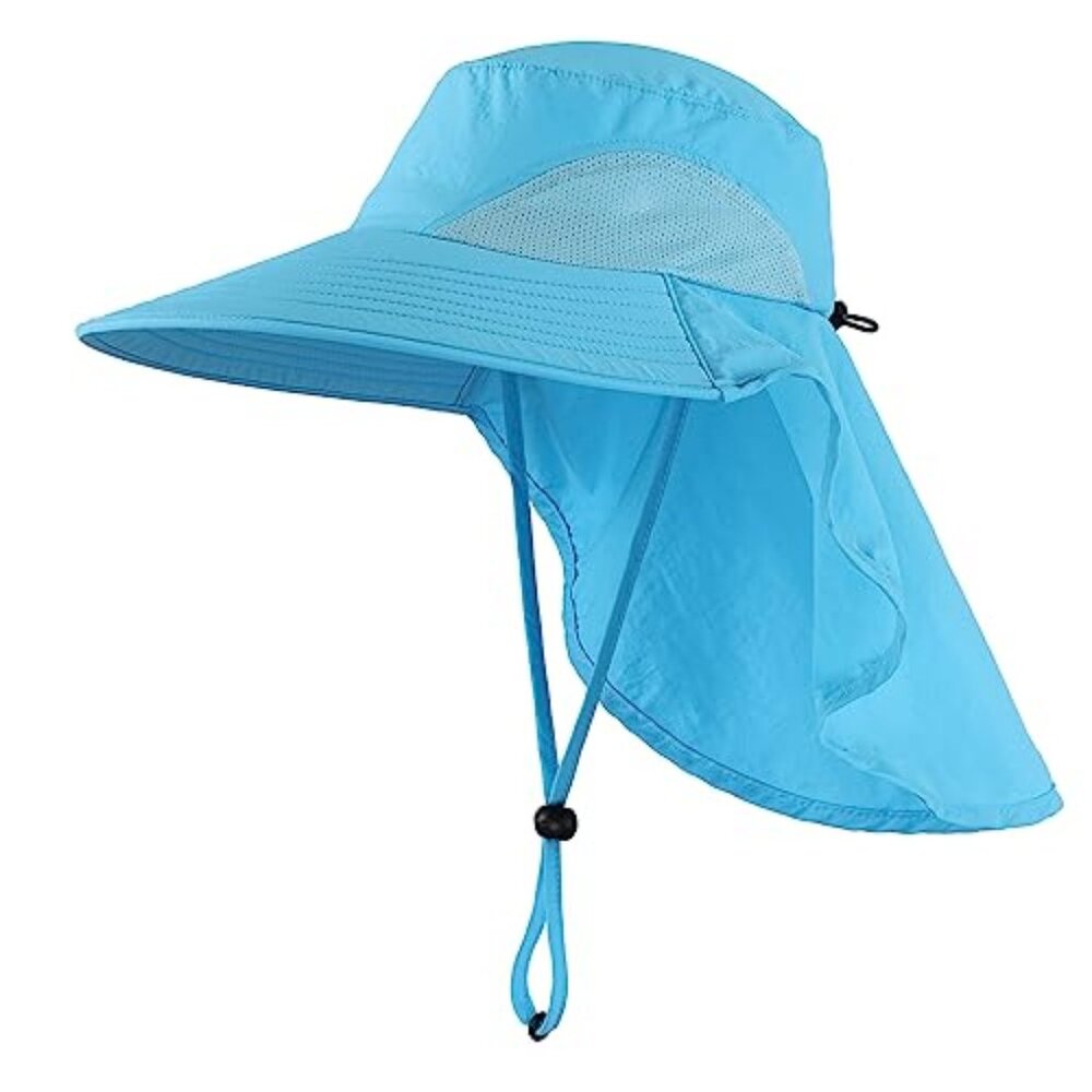 Home Prefer Outdoor UPF50+ Sun Hat Wide‎ Brim Mesh Fishing Hat with Neck Flap